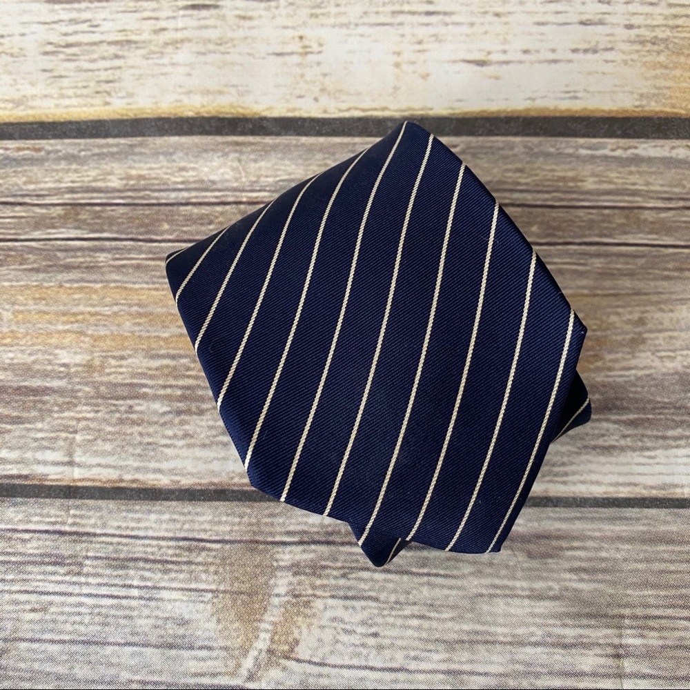 Umberto Navy and Gold Striped Silk Tie